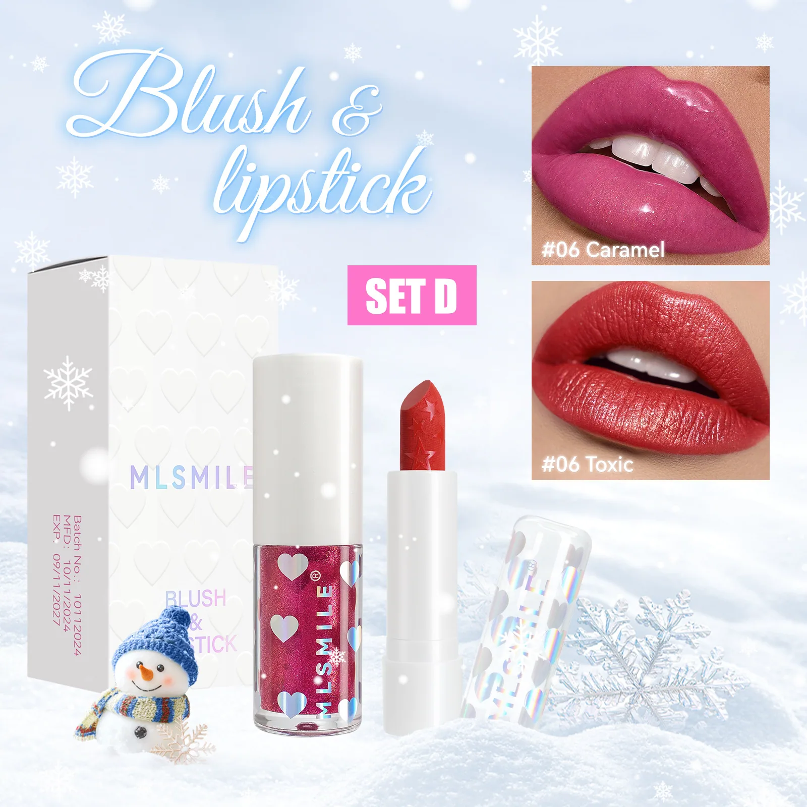 pearlescent lipstick lip glaze set fine glitter moisturizing moisturizing lipstick European and American matte matte not easy to 4