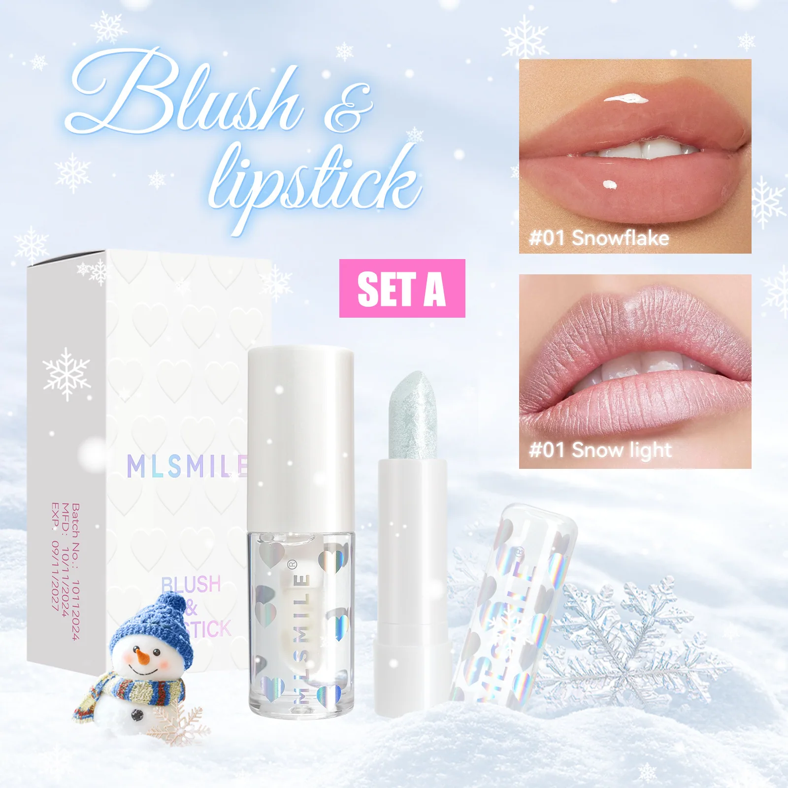 pearlescent lipstick lip glaze set fine glitter moisturizing moisturizing lipstick European and American matte matte not easy