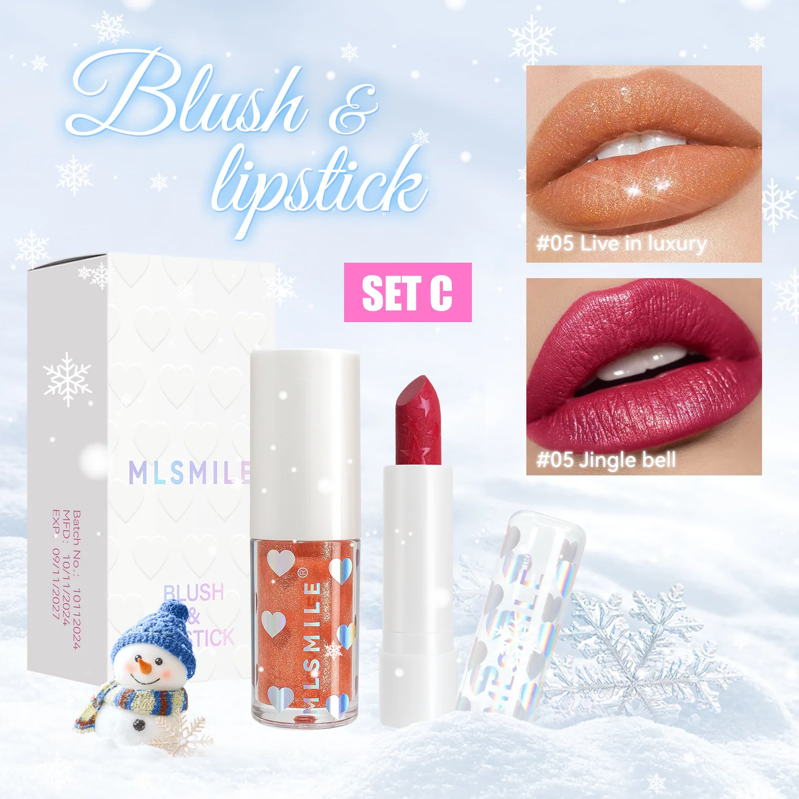 pearlescent lipstick lip glaze set fine glitter moisturizing moisturizing lipstick European and American matte matte not easy to 3