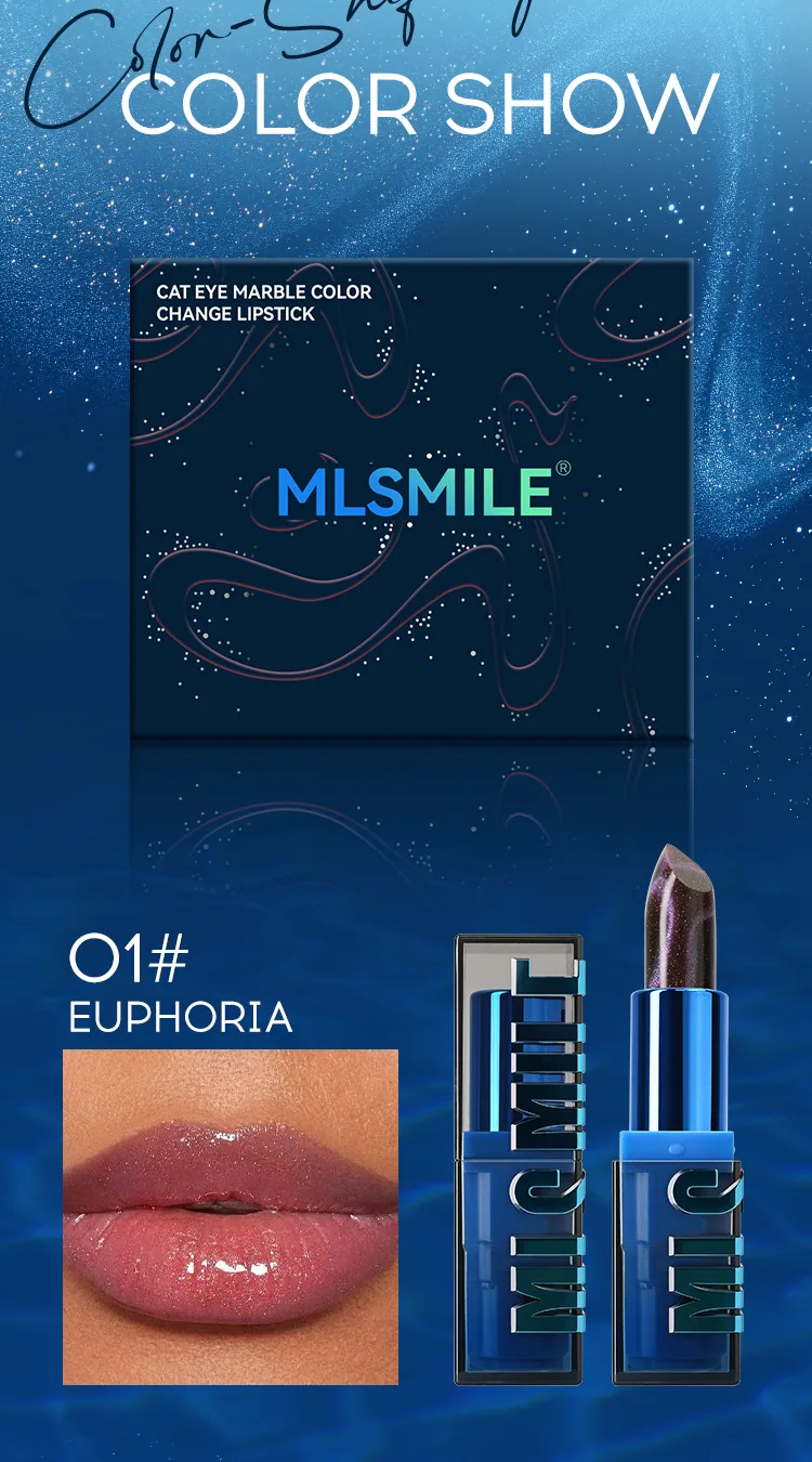 Cats eye shiny color-changing lipstick set, cross-border Amazon hit non-stick cup, moisturizing pearlescent fine glitter, warm c 13