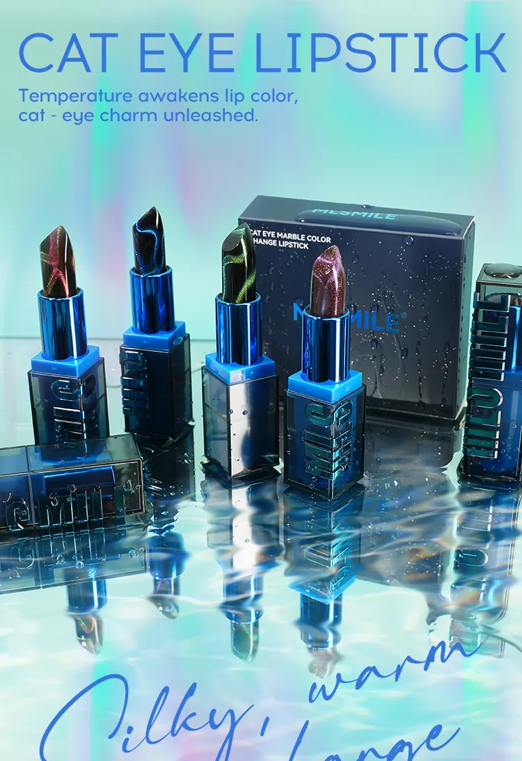 Cats eye shiny color-changing lipstick set, cross-border Amazon hit non-stick cup, moisturizing pearlescent fine glitter, warm c 10