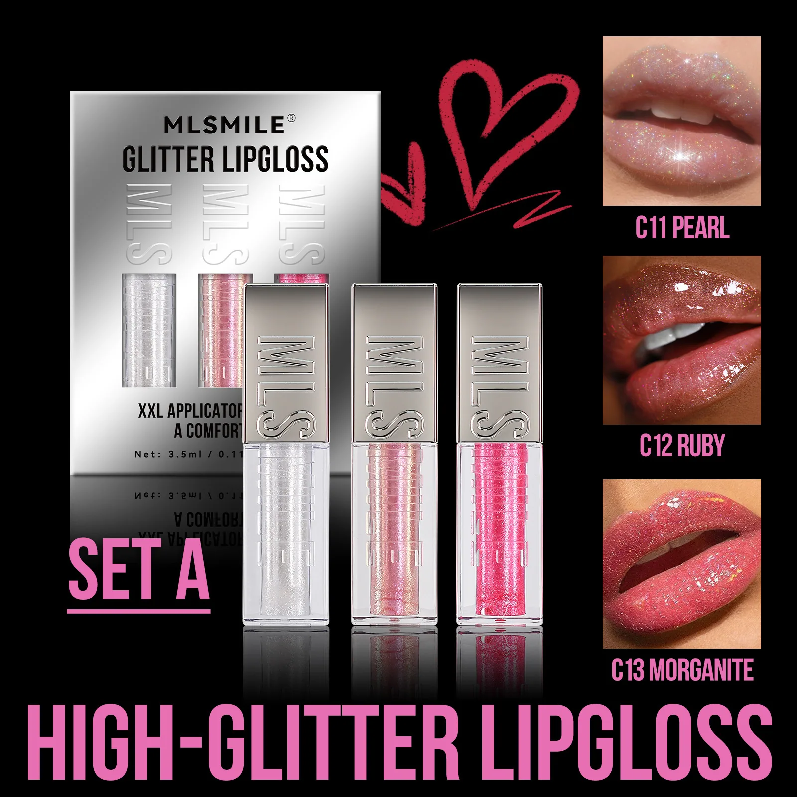 Cross-border exclusive pearlescent lip gloss set, color rendering liquid lipstick, mirror water gloss, lip honey, diamond lip gl