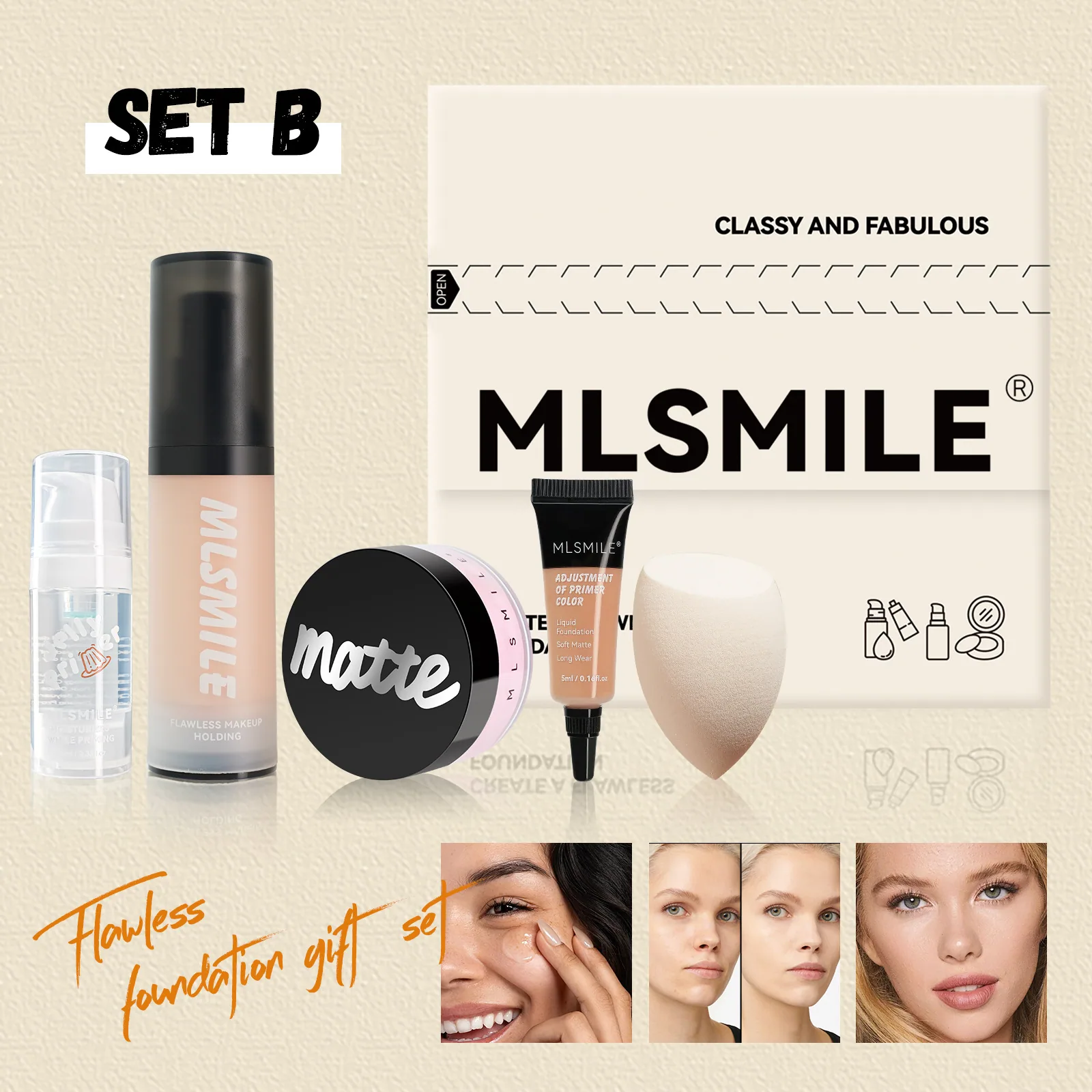 facial makeup set, Amazon explosive matte loose powder, oil control moisturizing makeup primer, matte concealer foundation 2