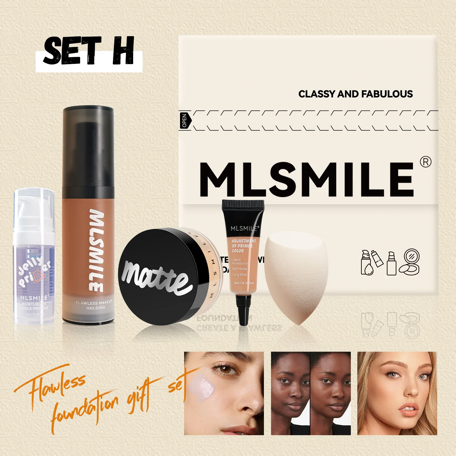 facial makeup set, Amazon explosive matte loose powder, oil control moisturizing makeup primer, matte concealer foundation 8