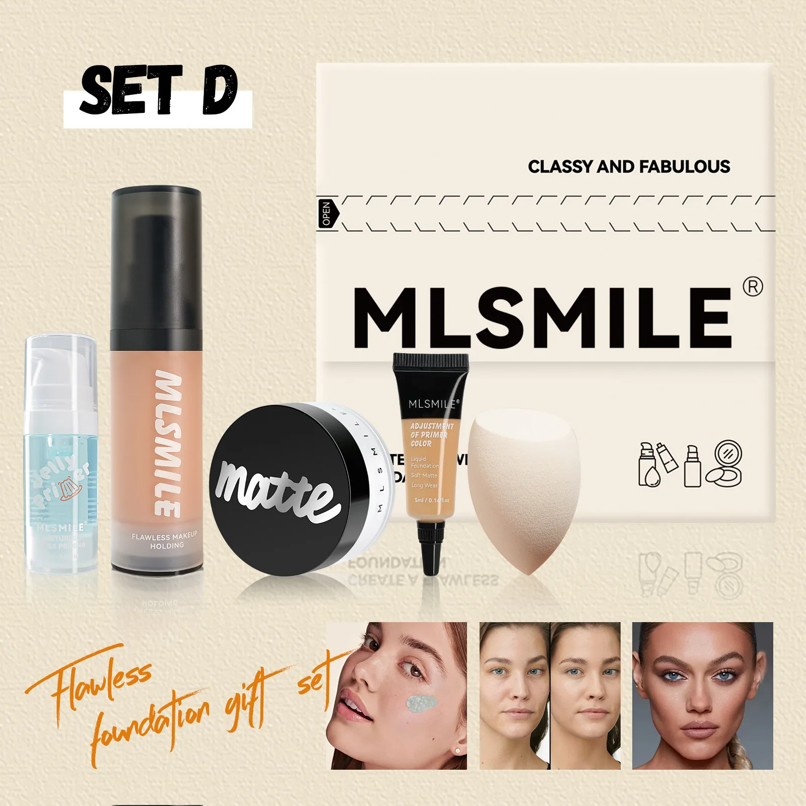 facial makeup set, Amazon explosive matte loose powder, oil control moisturizing makeup primer, matte concealer foundation 4