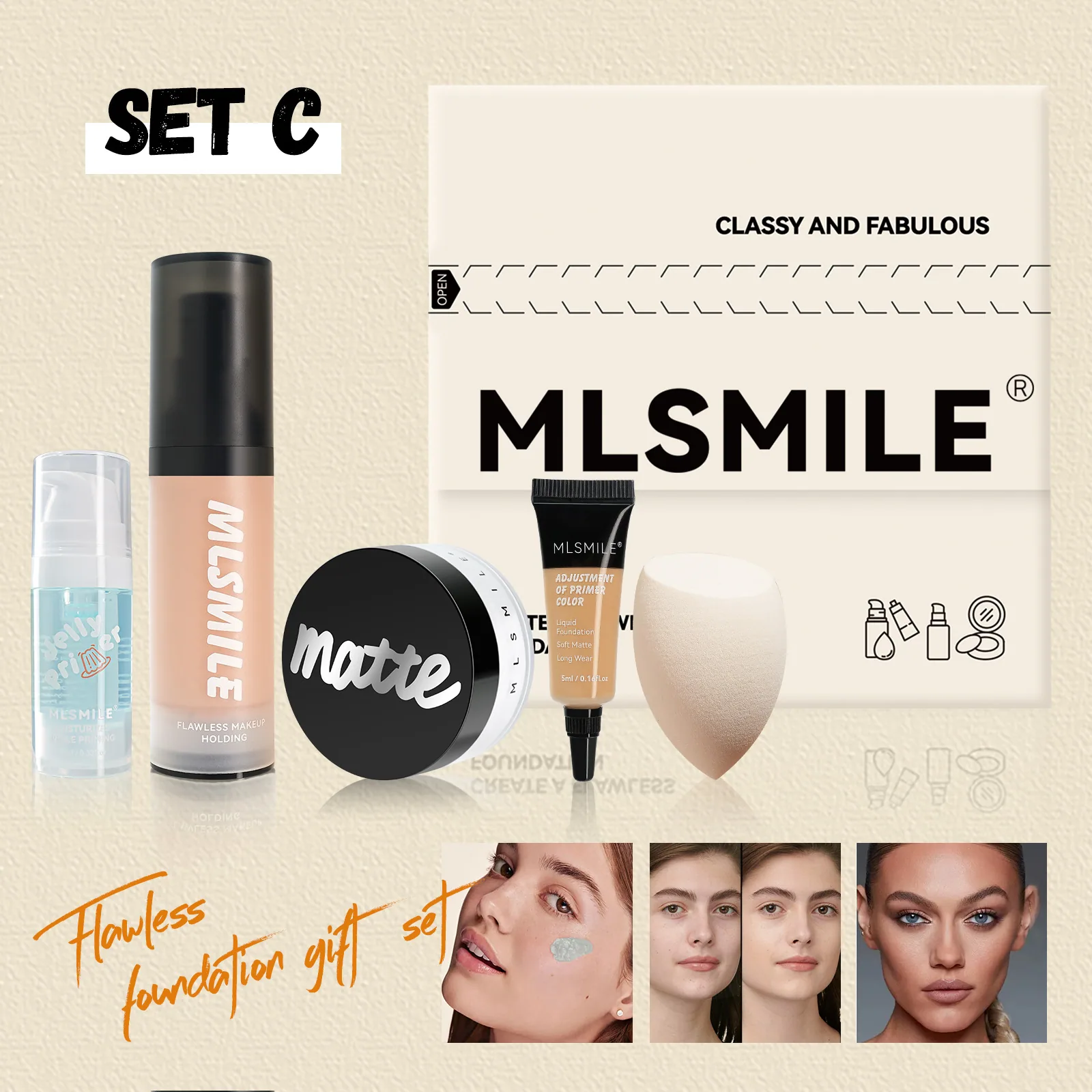 facial makeup set, Amazon explosive matte loose powder, oil control moisturizing makeup primer, matte concealer foundation 3
