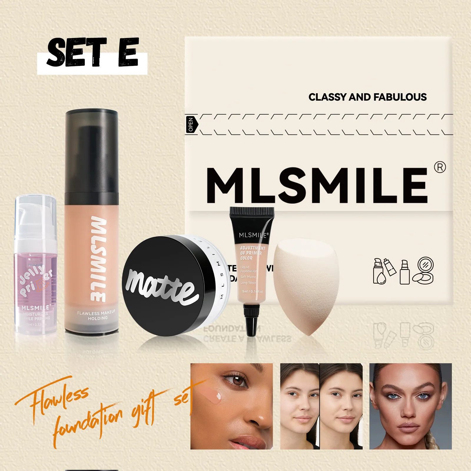 facial makeup set, Amazon explosive matte loose powder, oil control moisturizing makeup primer, matte concealer foundation 5