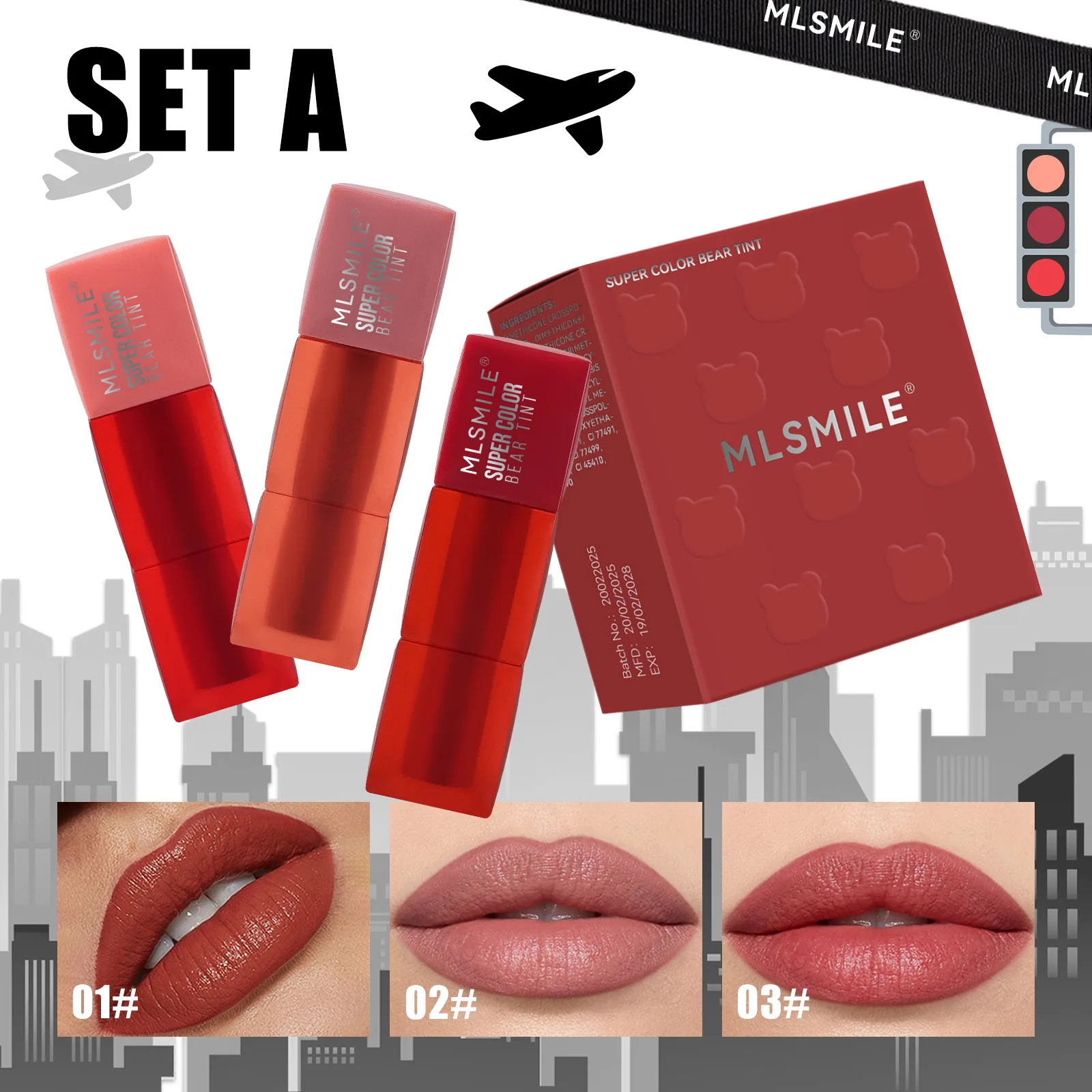 matte lipstick set, non-stick cup, matte lip gloss, foreign trade makeup, waterproof and non-fading, teddy lip gloss