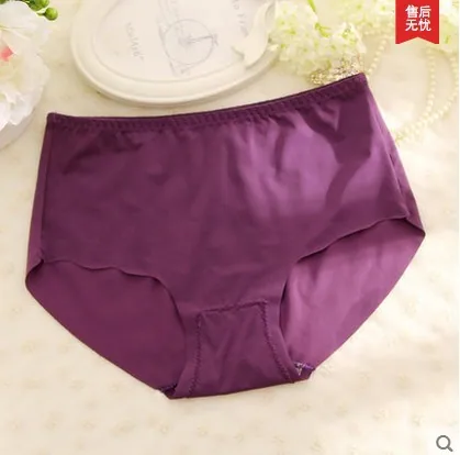 Ice silk soft panties women's summer mid-rise lace adult ladies cotton file briefs 5