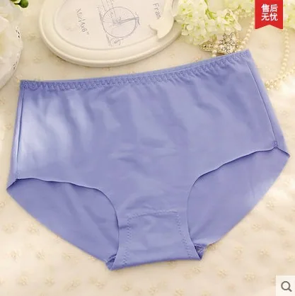 Ice silk soft panties women's summer mid-rise lace adult ladies cotton file briefs 4