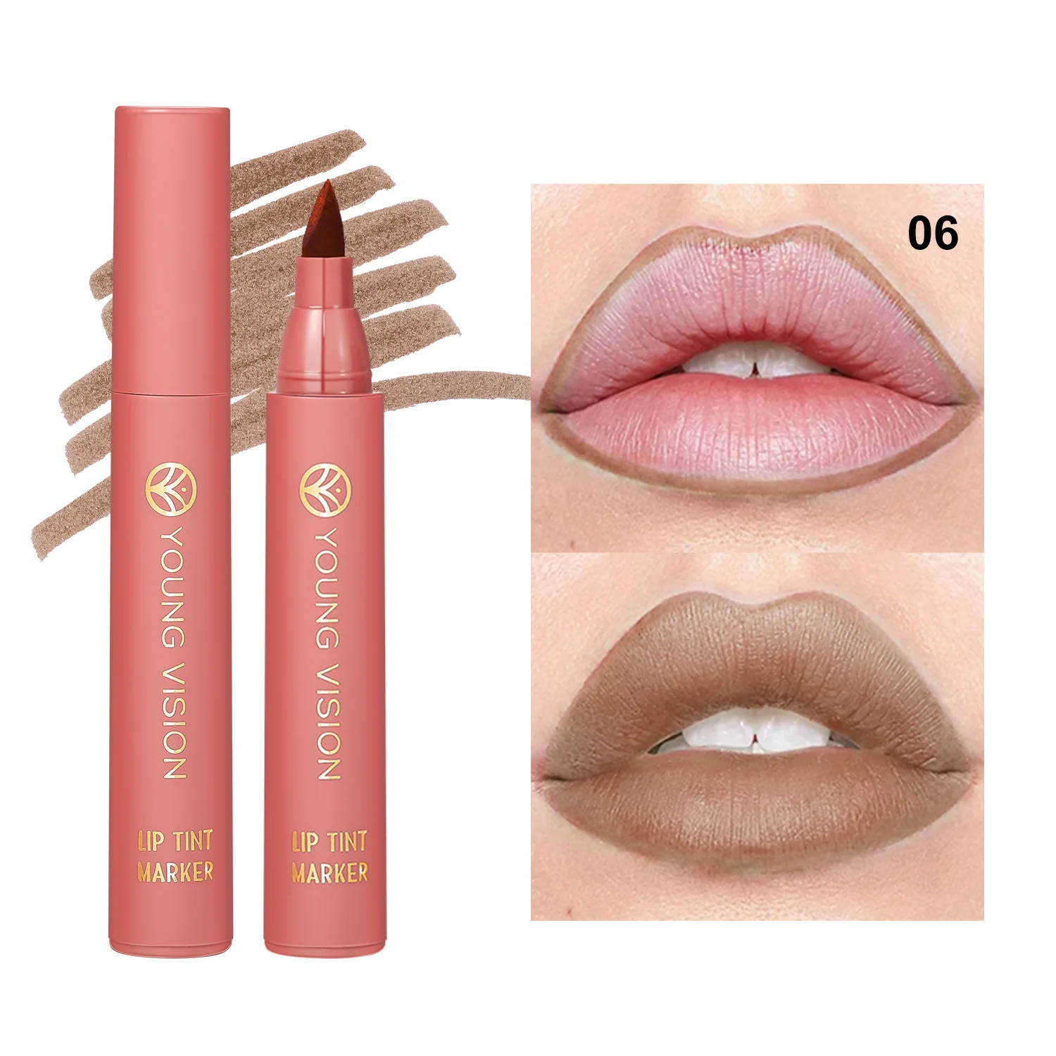 YOUNG VISION lip dye pen 6 colors optional lipstick water Lip liner is matte and not easy to stain the cup lip dye 6