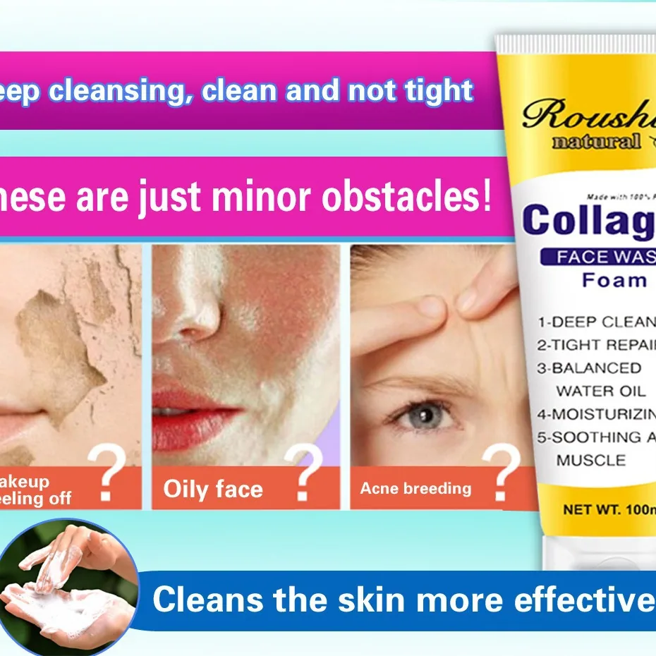 ROUSHUN Collagen face wash foam - Facial Cleanser 5