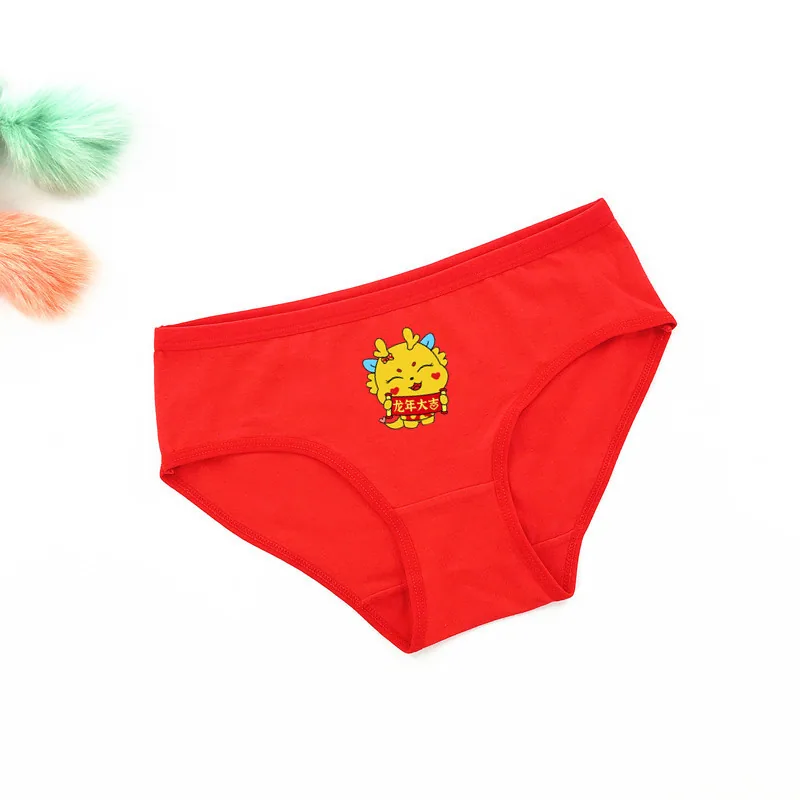 Chinese New Year's Eve Natal Year Pants Wedding Festive Big Red Adolescent Girl Small Flat Corner Student Cotton Briefs 3