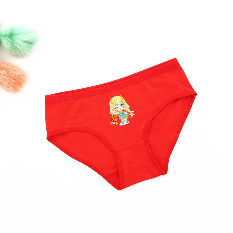 Chinese New Year's Eve Natal Year Pants Wedding Festive Big Red Adolescent Girl Small Flat Corner Student Cotton Briefs 2