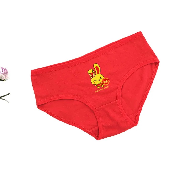 Chinese New Year's Eve Natal Year Pants Wedding Festive Big Red Adolescent Girl Small Flat Corner Student Cotton Briefs 4