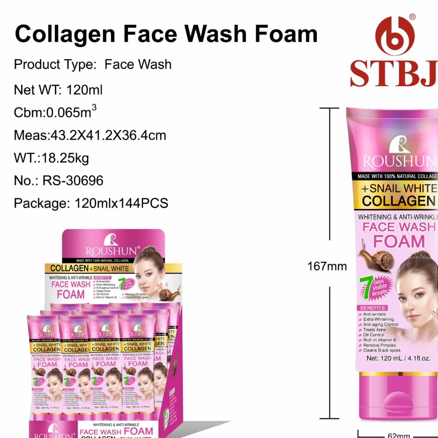 ROUSHUN Snail White+Collagen face wash foam - Facial Cleanser 4