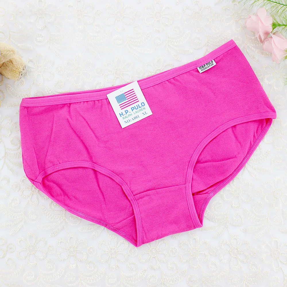 Plus size Sweet girly comfort candy solid color cotton medium low waist ladies triangle primary and secondary school students pa 7