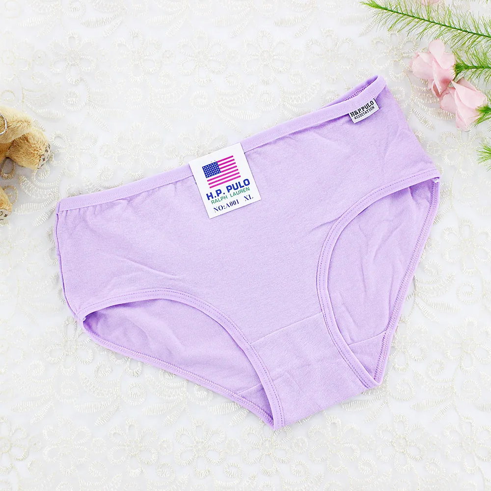 Plus size Sweet girly comfort candy solid color cotton medium low waist ladies triangle primary and secondary school students pa 2