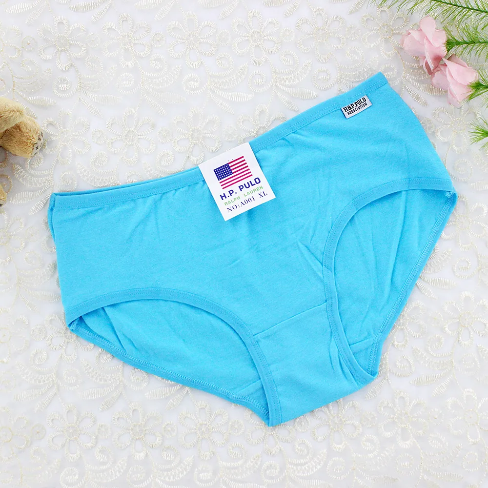 Plus size Sweet girly comfort candy solid color cotton medium low waist ladies triangle primary and secondary school students pa 6