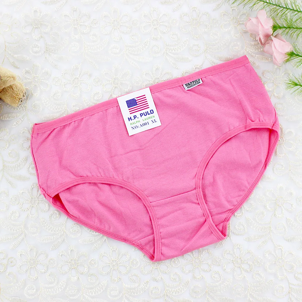 Plus size Sweet girly comfort candy solid color cotton medium low waist ladies triangle primary and secondary school students pa 8