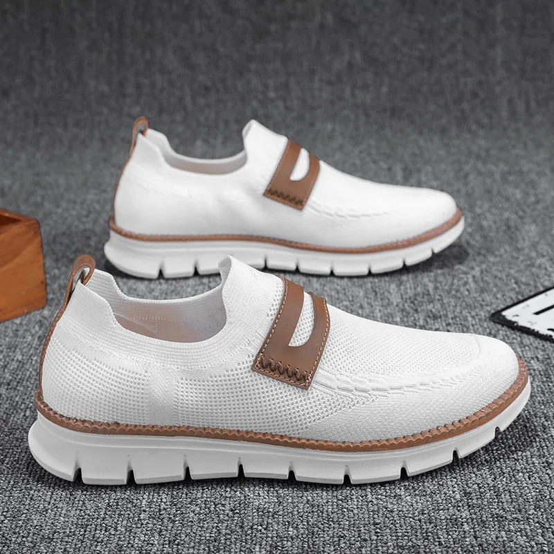 Große Herrenschuhe grenzüberschreitender Modestoff atmungsaktive Freizeitschuhe Outdoor weiche Sohle leichte Slip-On-Sportschuhe Großhandel 2