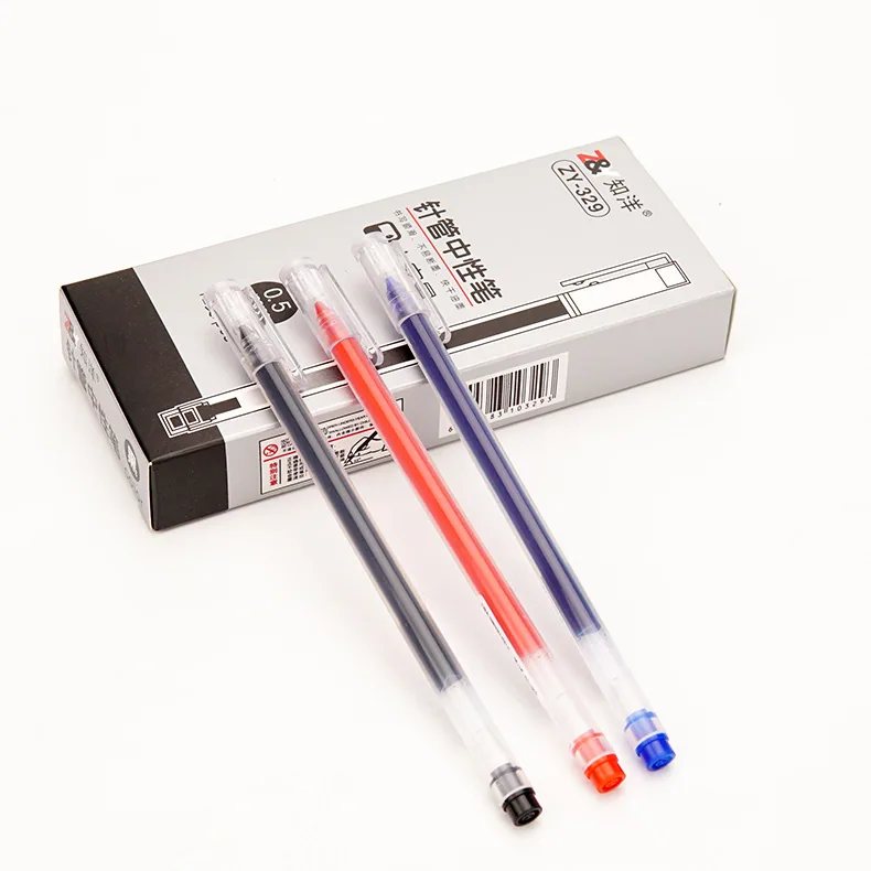 Needle type large capacity gel pen 0.5mm student writing pen office stationery carbon pen black blue red - Ballpoint Pens 3
