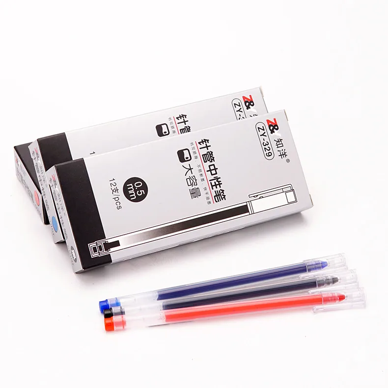 Needle type large capacity gel pen 0.5mm student writing pen office stationery carbon pen black blue red - Ballpoint Pens 2