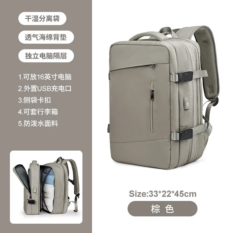 Cross-border expansion backpack, unisex, multi-layer storage, boarding luggage bag, large-capacity business computer backpack 3