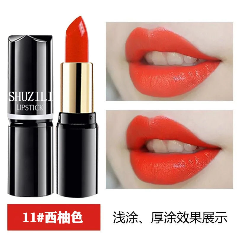Shu Zili gincu tiub bulat melembapkan, mudah diwarnakan dan tidak mudah luntur kosmetik borong satu keping penghantaran jatuh 12