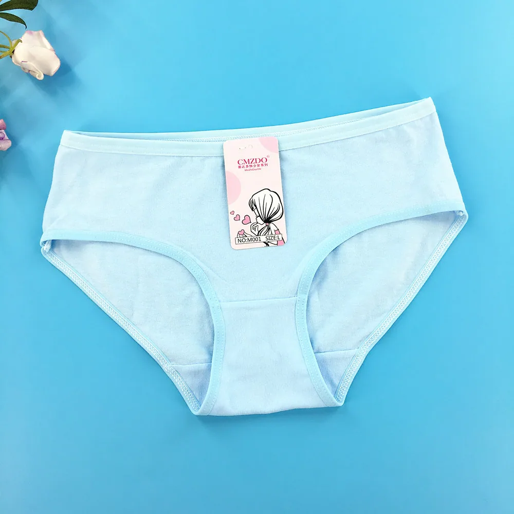 Cute solid color cotton girl low rise panties high junior elementary school students ladies girls small boxer briefs 5