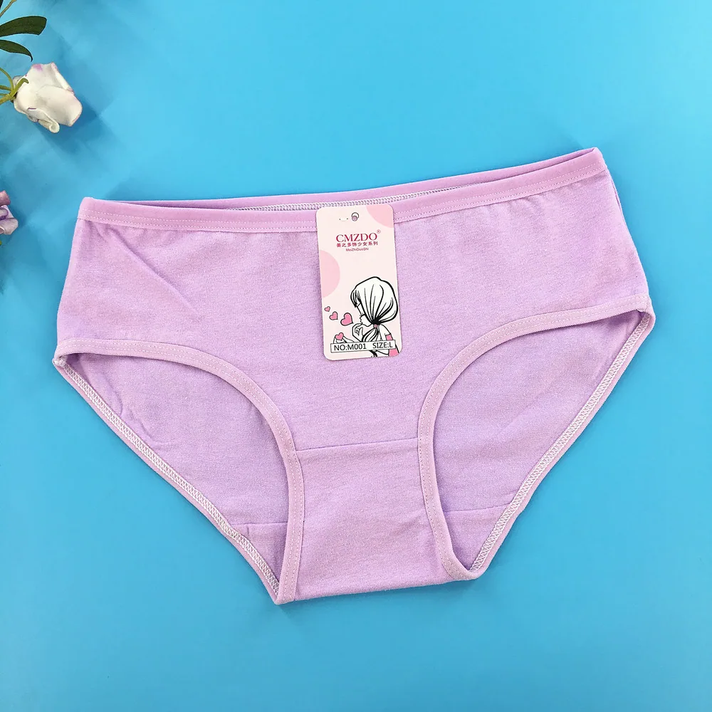 Cute solid color cotton girl low rise panties high junior elementary school students ladies girls small boxer briefs 2
