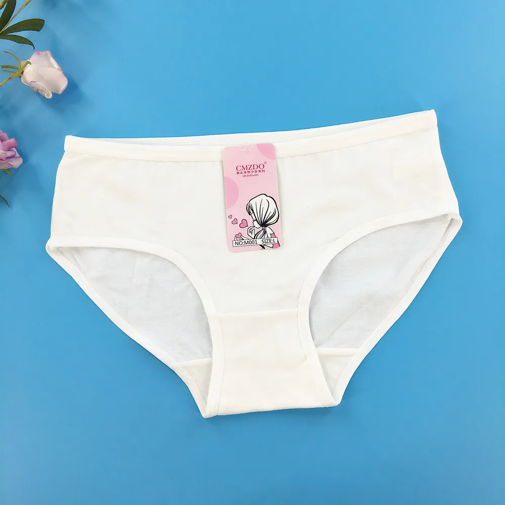 Cute solid color cotton girl low rise panties high junior elementary school students ladies girls small boxer briefs