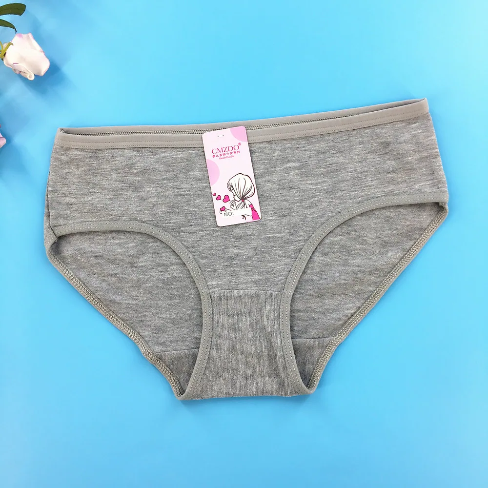 Cute solid color cotton girl low rise panties high junior elementary school students ladies girls small boxer briefs 3