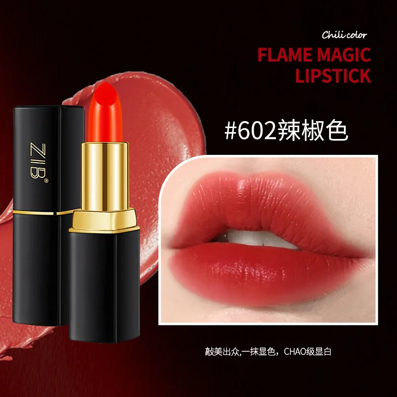 ZIB Flame Magic Lipstick Velvet Matte Lightweight Fits Color Not Easy To Take Off Makeup Not Easy To Stick To Cup Manufacturer Wholesale 3