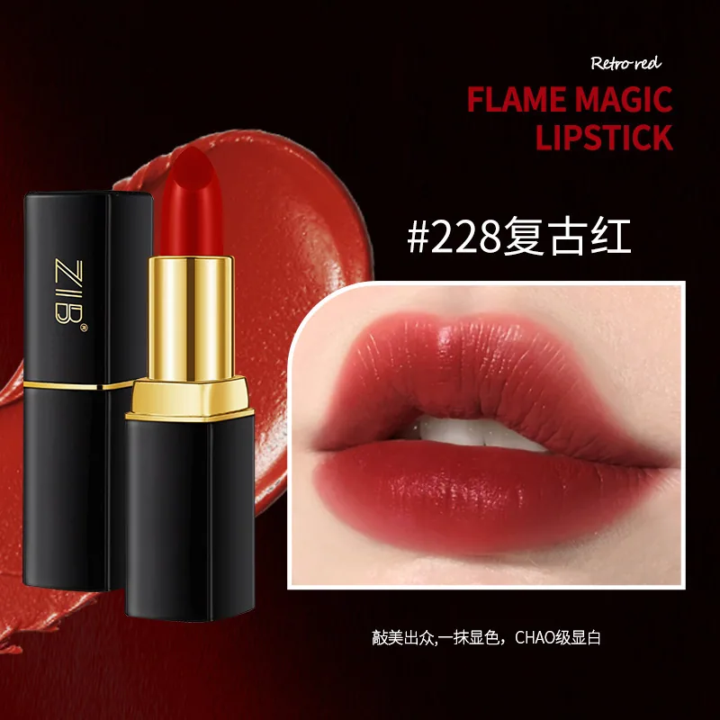 ZIB Flame Magic Lipstick Velvet Matte Lightweight Fits Color Not Easy To Take Off Makeup Not Easy To Stick To Cup Manufacturer Wholesale 2