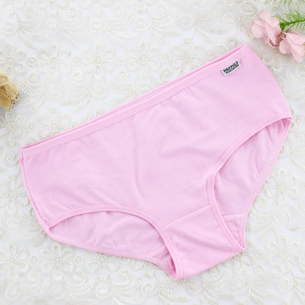 Sweet girly comfortable candy solid color cotton medium and low waist girls students middle and big children small flat briefs 4