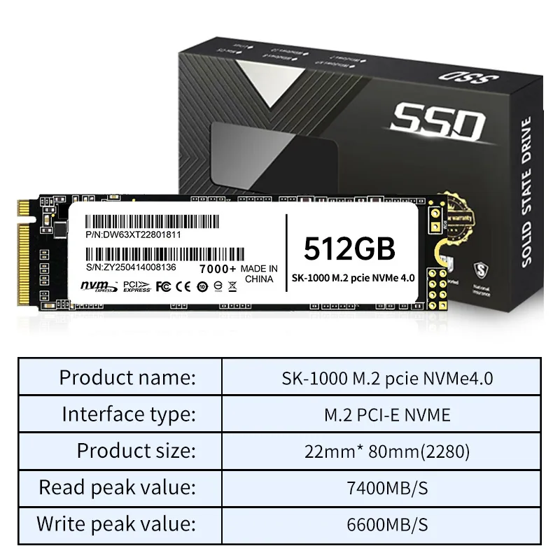 English 7000+NVMe4.0 solid state drive 2280512g notebook 2tPCIe protocol ssd1t - Hard Drives