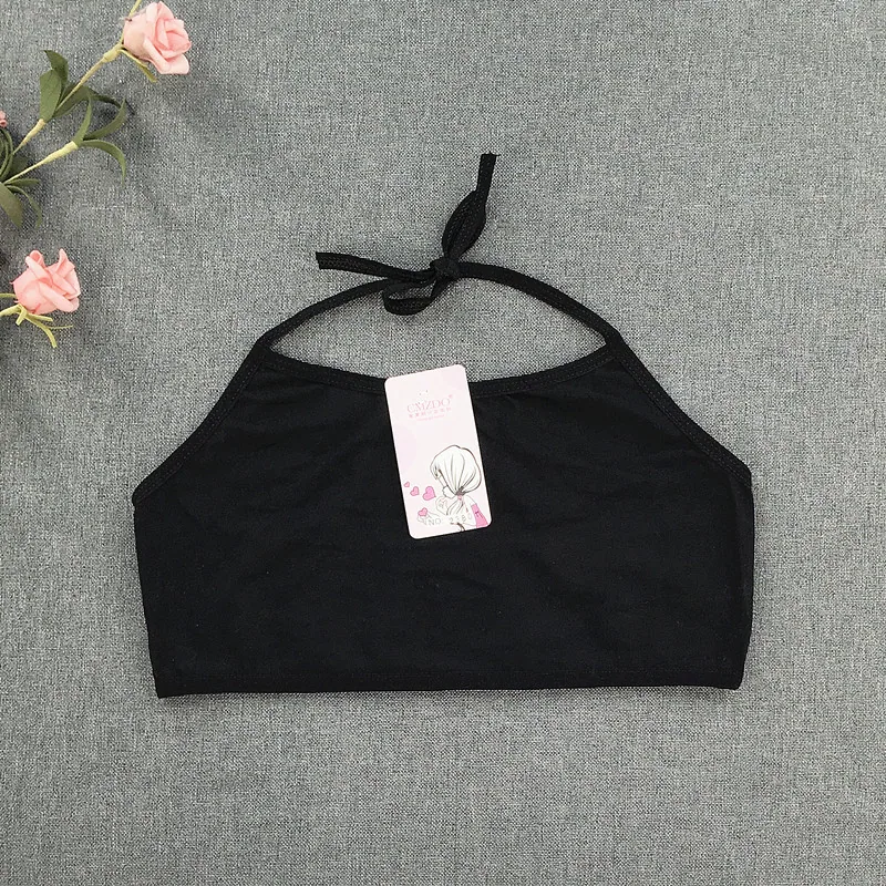Teenage girl development period underwear girls primary and secondary school students no underwire solid color cotton bra halter 4