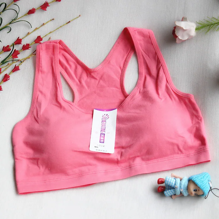 Teenage bra development period no underwire cotton sports vest style solid color cotton junior high school underwear wholesale 14