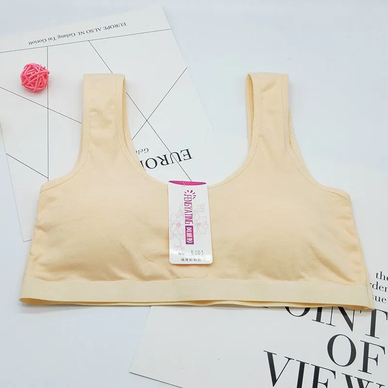 Teenage bra development period no underwire cotton sports vest style solid color cotton junior high school underwear wholesale 4