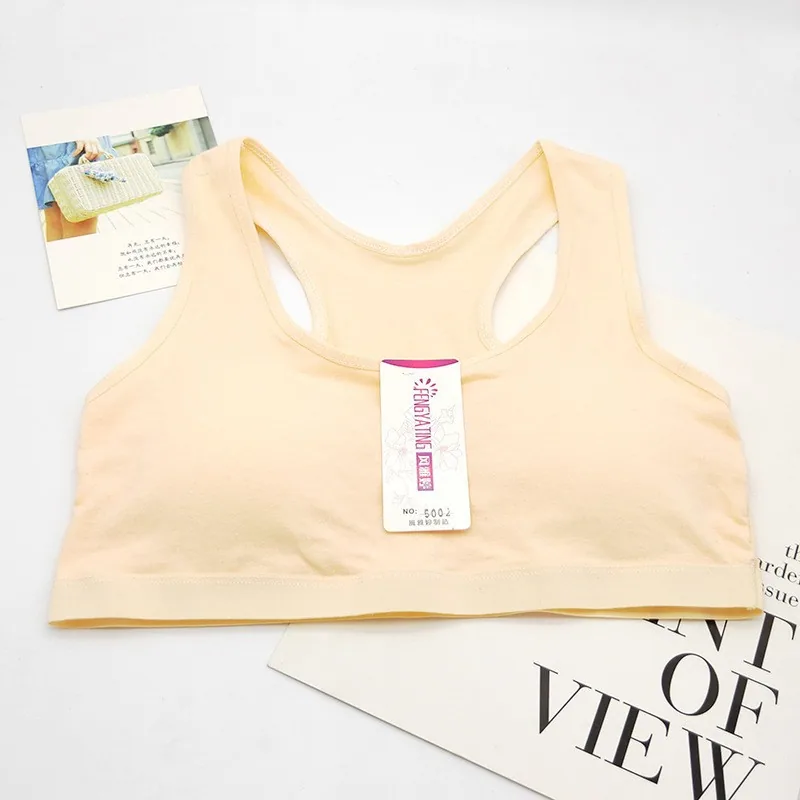 Teenage bra development period no underwire cotton sports vest style solid color cotton junior high school underwear wholesale 12