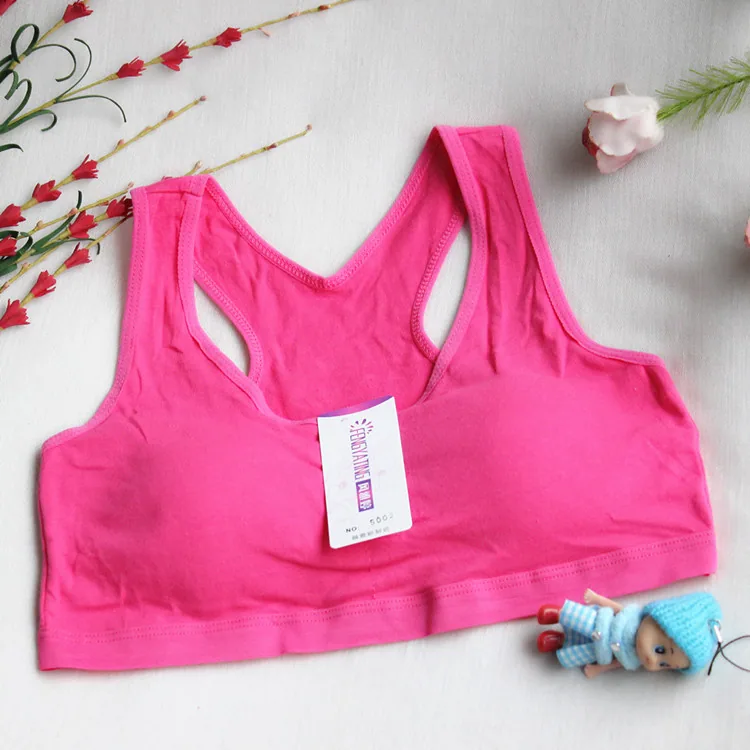 Teenage bra development period no underwire cotton sports vest style solid color cotton junior high school underwear wholesale 15