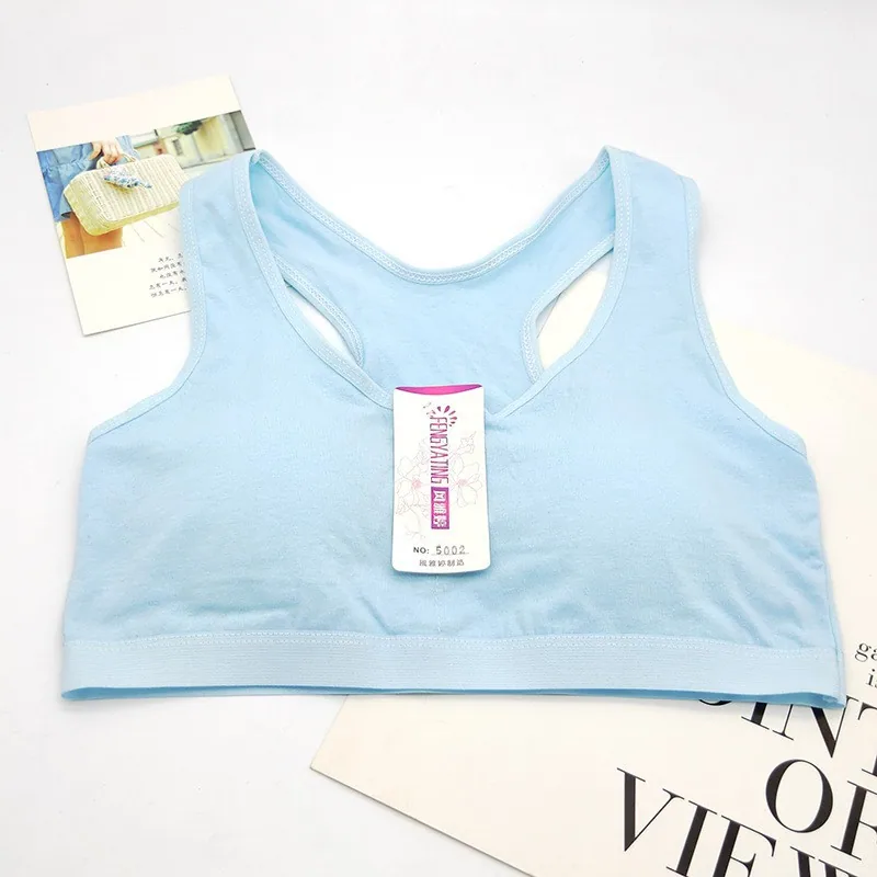 Teenage bra development period no underwire cotton sports vest style solid color cotton junior high school underwear wholesale 13