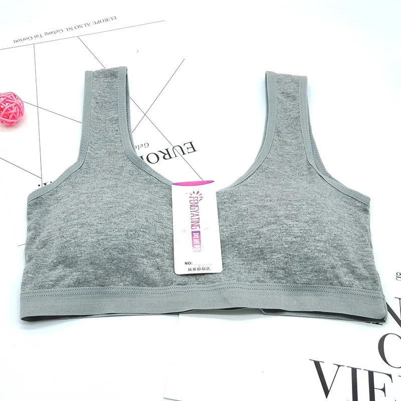 Teenage bra development period no underwire cotton sports vest style solid color cotton junior high school underwear wholesale 3