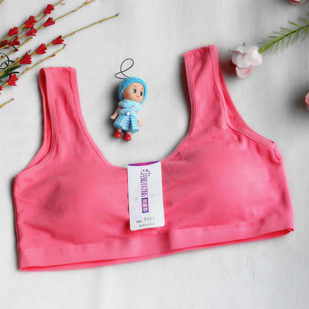 Teenage bra development period no underwire cotton sports vest style solid color cotton junior high school underwear wholesale 7