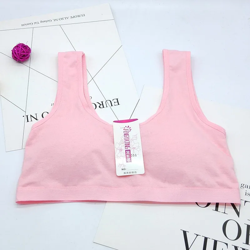 Teenage bra development period no underwire cotton sports vest style solid color cotton junior high school underwear wholesale 5