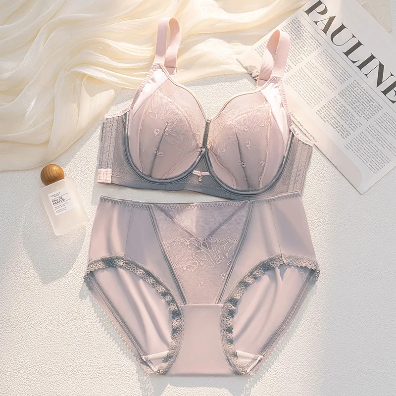 6679 large size underwear, ultra-thin cup rabbit ears, large breasts, small upper support, anti-sagging, side breast push-up lace bra - Underwear Accessories 9