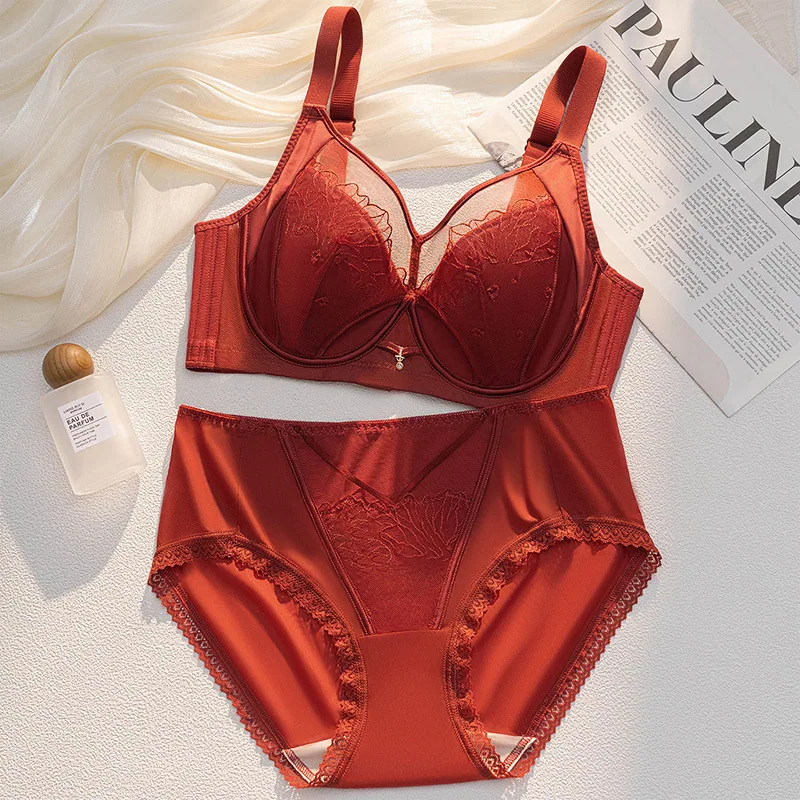 6679 large size underwear, ultra-thin cup rabbit ears, large breasts, small upper support, anti-sagging, side breast push-up lace bra - Underwear Accessories 6