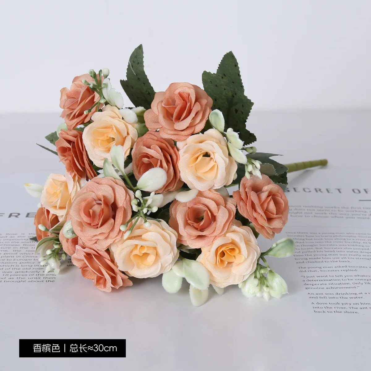 15 Nordic imperial concubines small rose bouquet silk flowers home display wedding arch fake flowers living room dining table wholesale 5