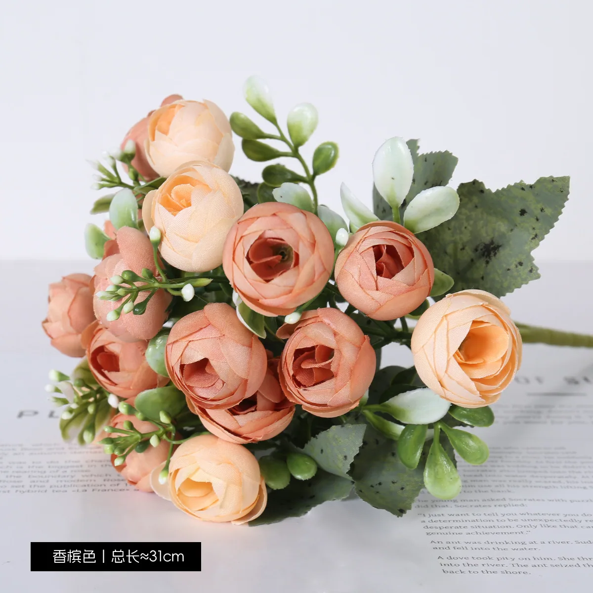 15 camellia peonies, Korean-style small bunches of bud peonies, pastoral style home decoration flowers, stage flower arrangements - Decorative Flowers & Wreaths 3